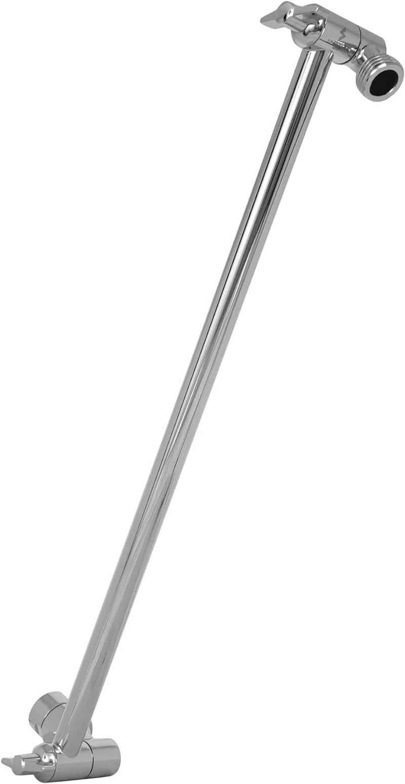 11" Solid Brass Shower Head Extension Arm - Flexible Height & Angle Adjustable Shower Arm Extension for Rain Showerheads with Sturdy Lock - Universal Pipe Connection (Luxury Polished Chrome)