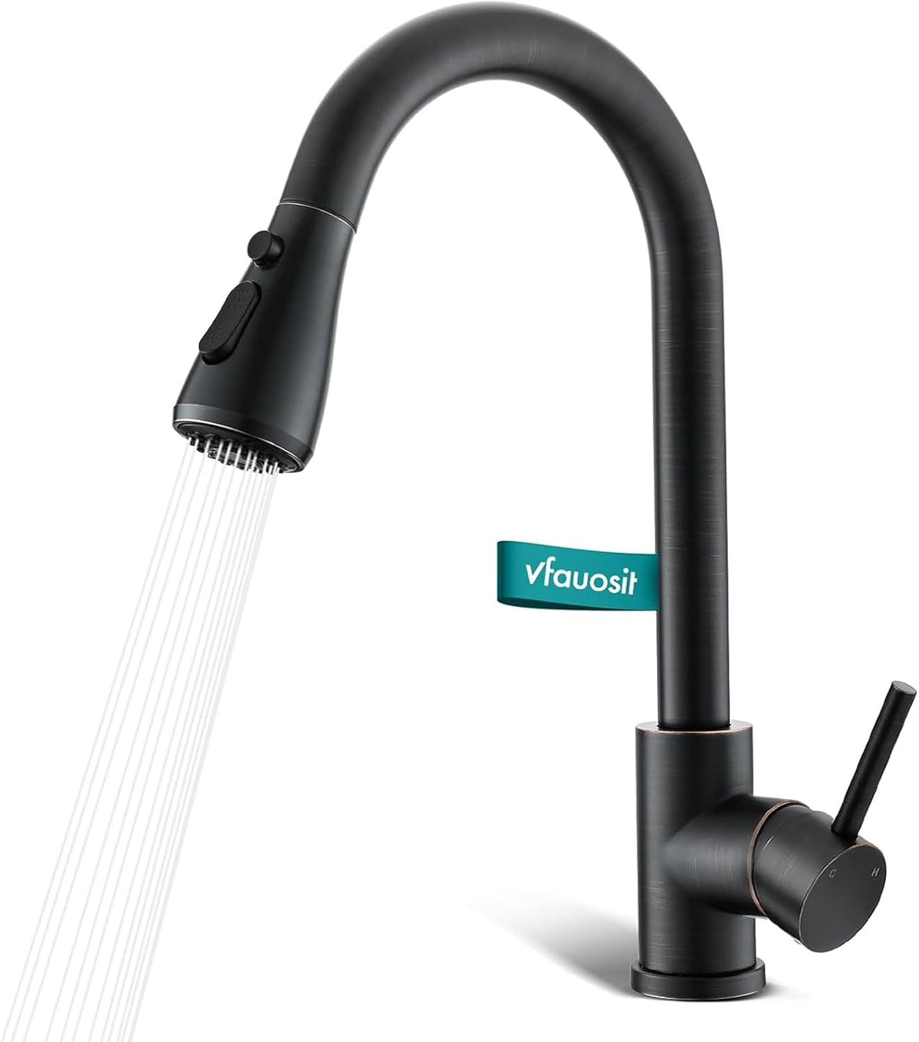 Black Kitchen Faucet with Pull down Sprayer for RV Sink, Kitchen Sink Faucet Stainless Steel Laundry Single Handle Pull Out Kitchen Faucets Matte Black, Grifo Para Fregaderos De Cocina