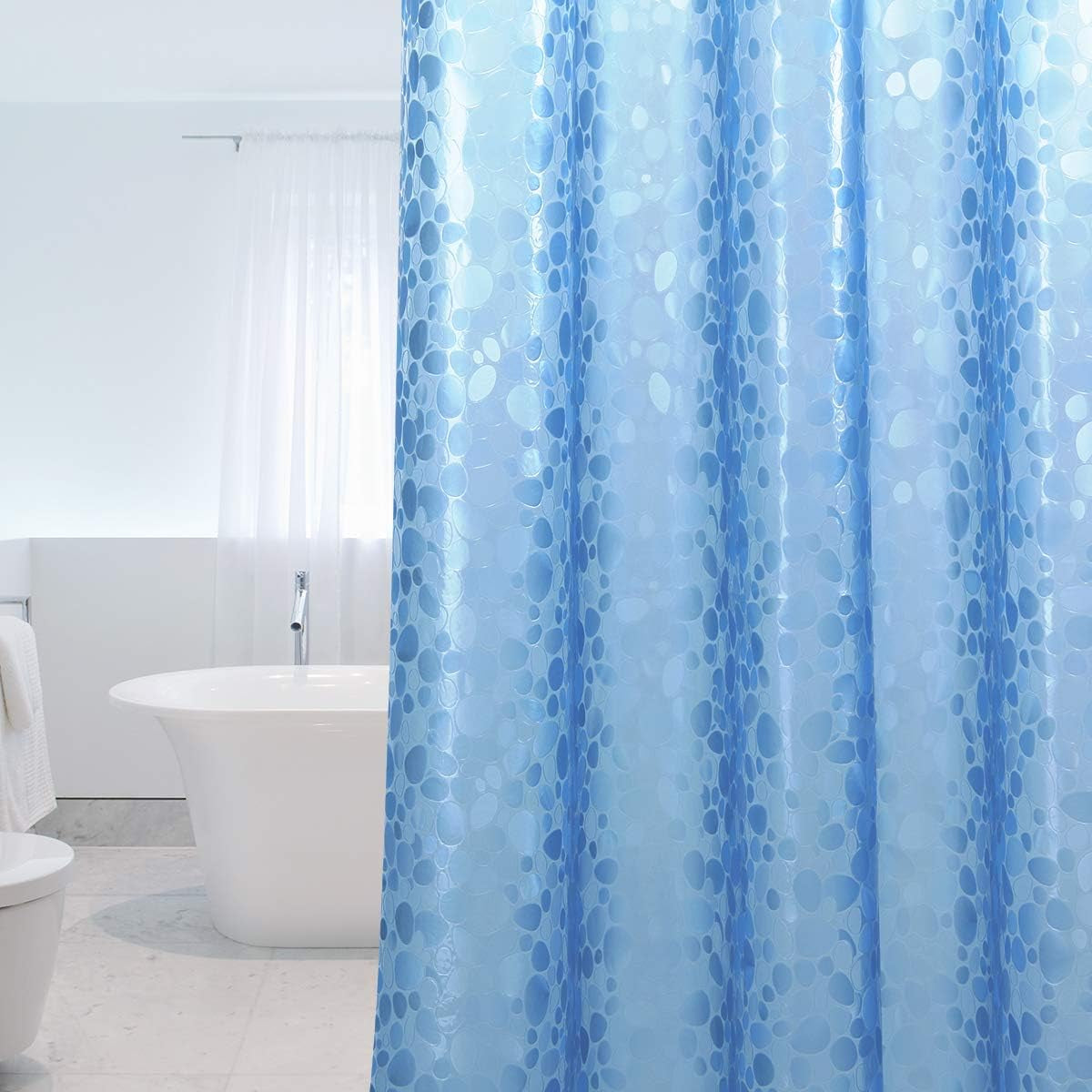 Shower Curtain Liner 8G EVA with 3 Magnets, Waterproof Clear Shower Curtains with 3D Water Cube Design, Heavy Duty Plastic Bathroom Shower Liner for Shower Stall, Bathtubs, 72 X 72,12 Hooks