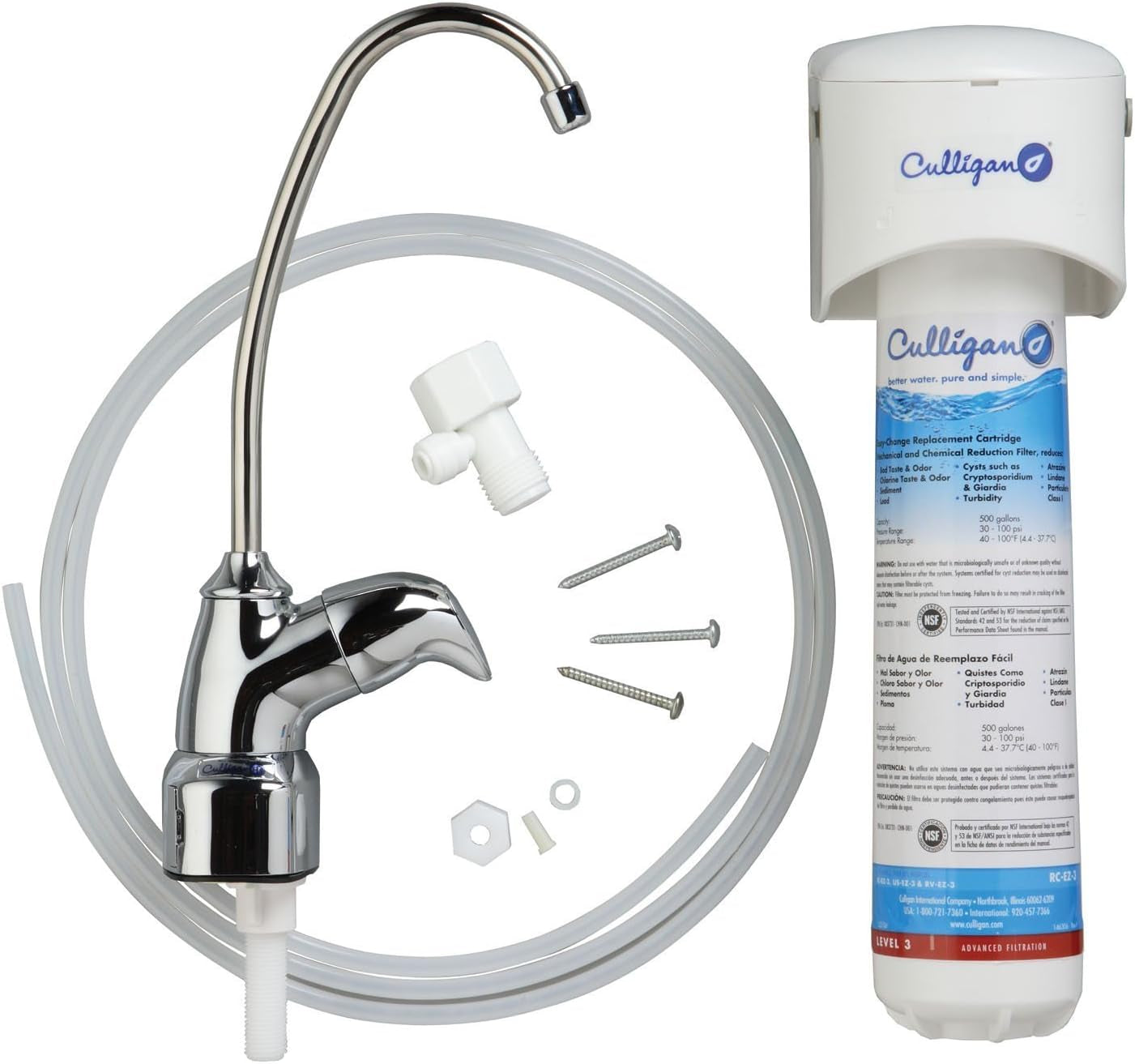 US Change Under-Sink Drinking Water System with Dedicated Faucet and Filter, EZ-1 (Good Filtration), Chrome