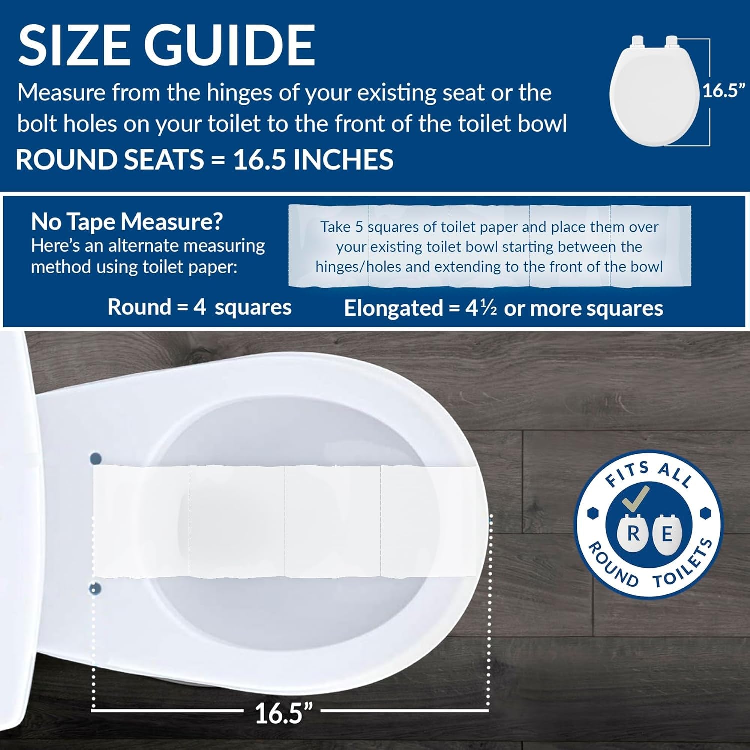 Cassel Slow Close Toilet Seat, Easy Clean, Non Slip Premium Wood Seat, Easy Install, Made in USA, Round, White
