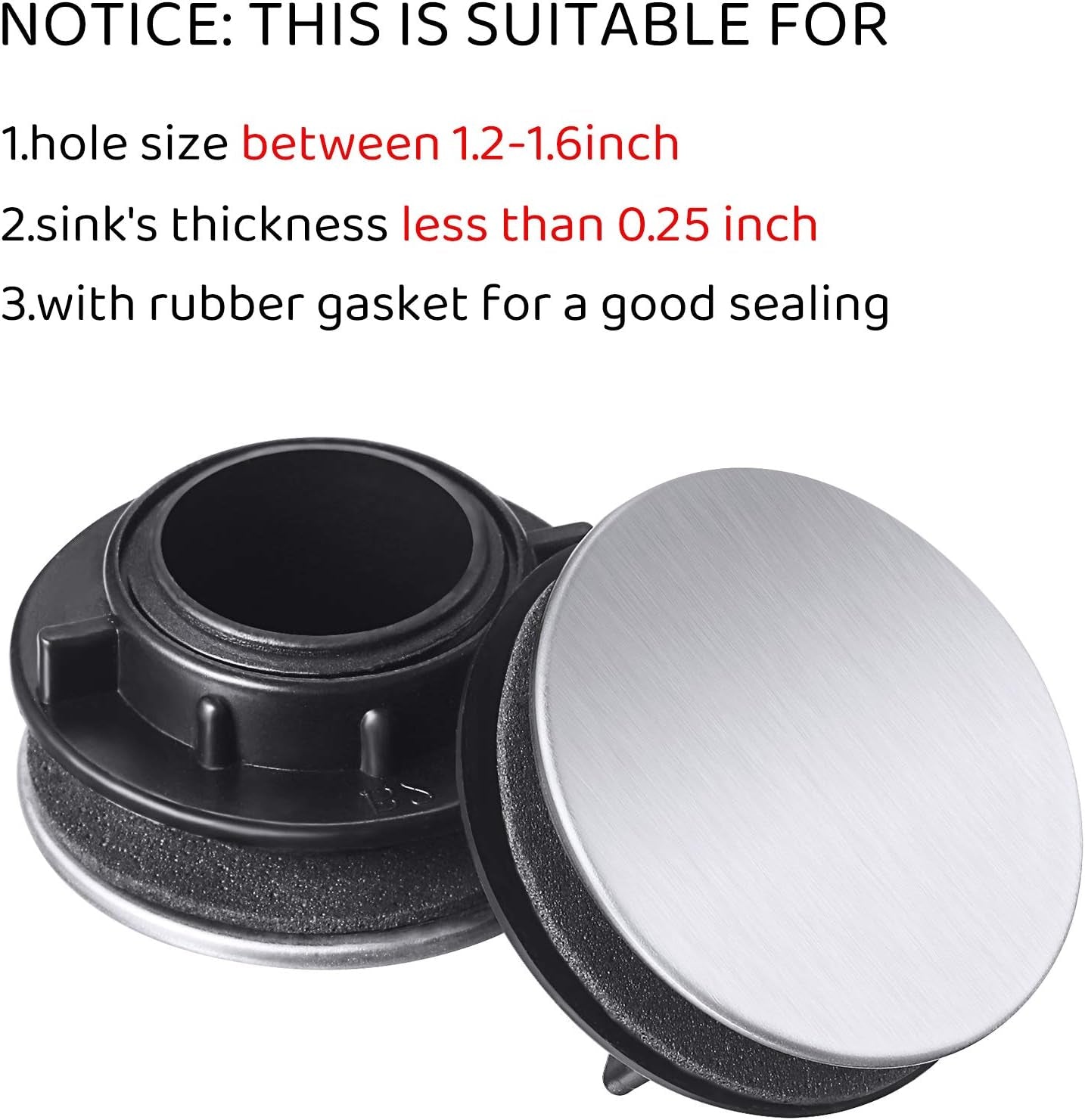 Sink Tap Hole Cover Kitchen Faucet Hole Cover Stainless Steel (6 Pieces,0.55 Inch in Height)