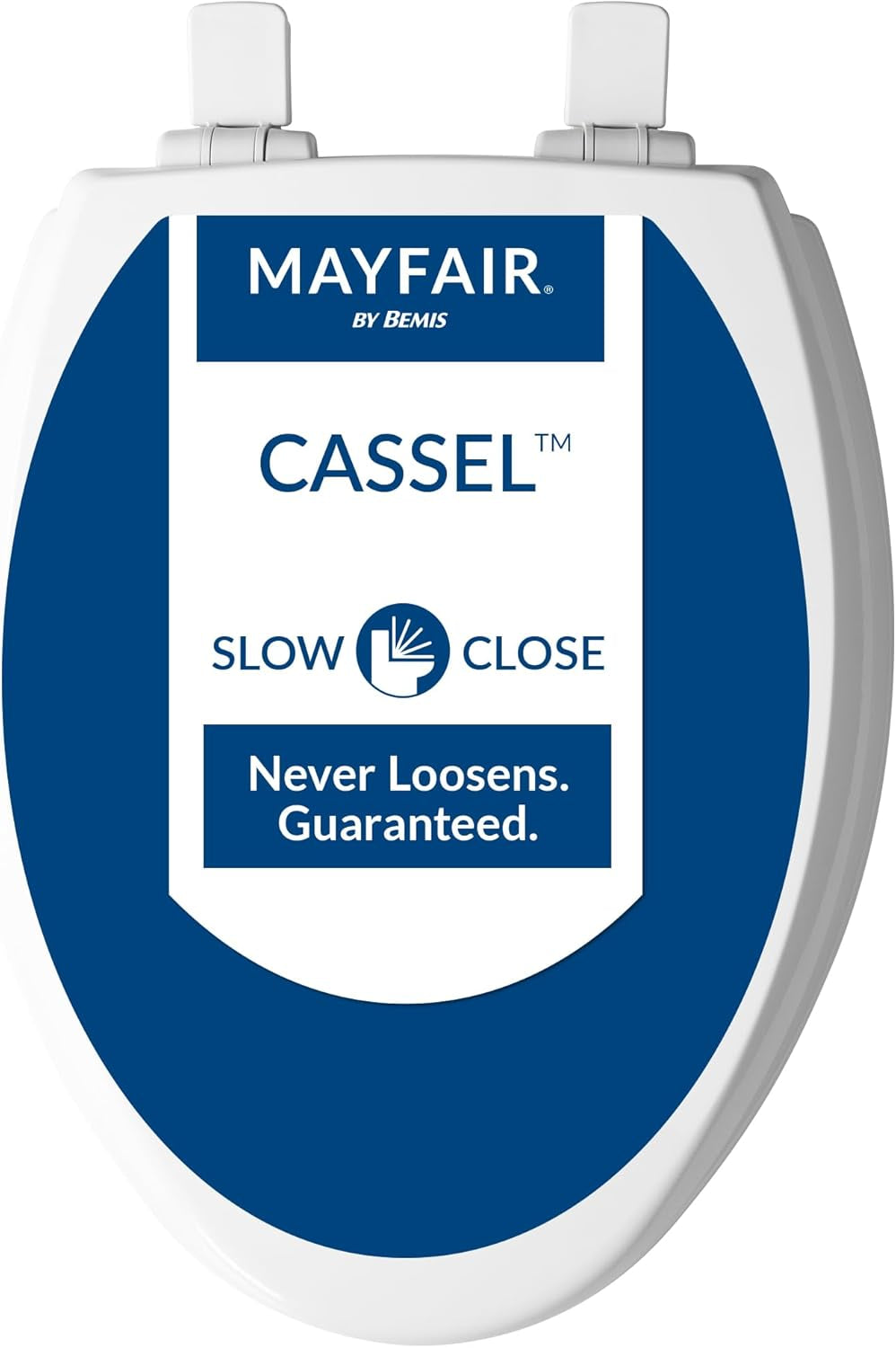 Cassel Slow Close Toilet Seat, Easy Clean, Non Slip Premium Wood Seat, Easy Install, Made in USA, Round, White