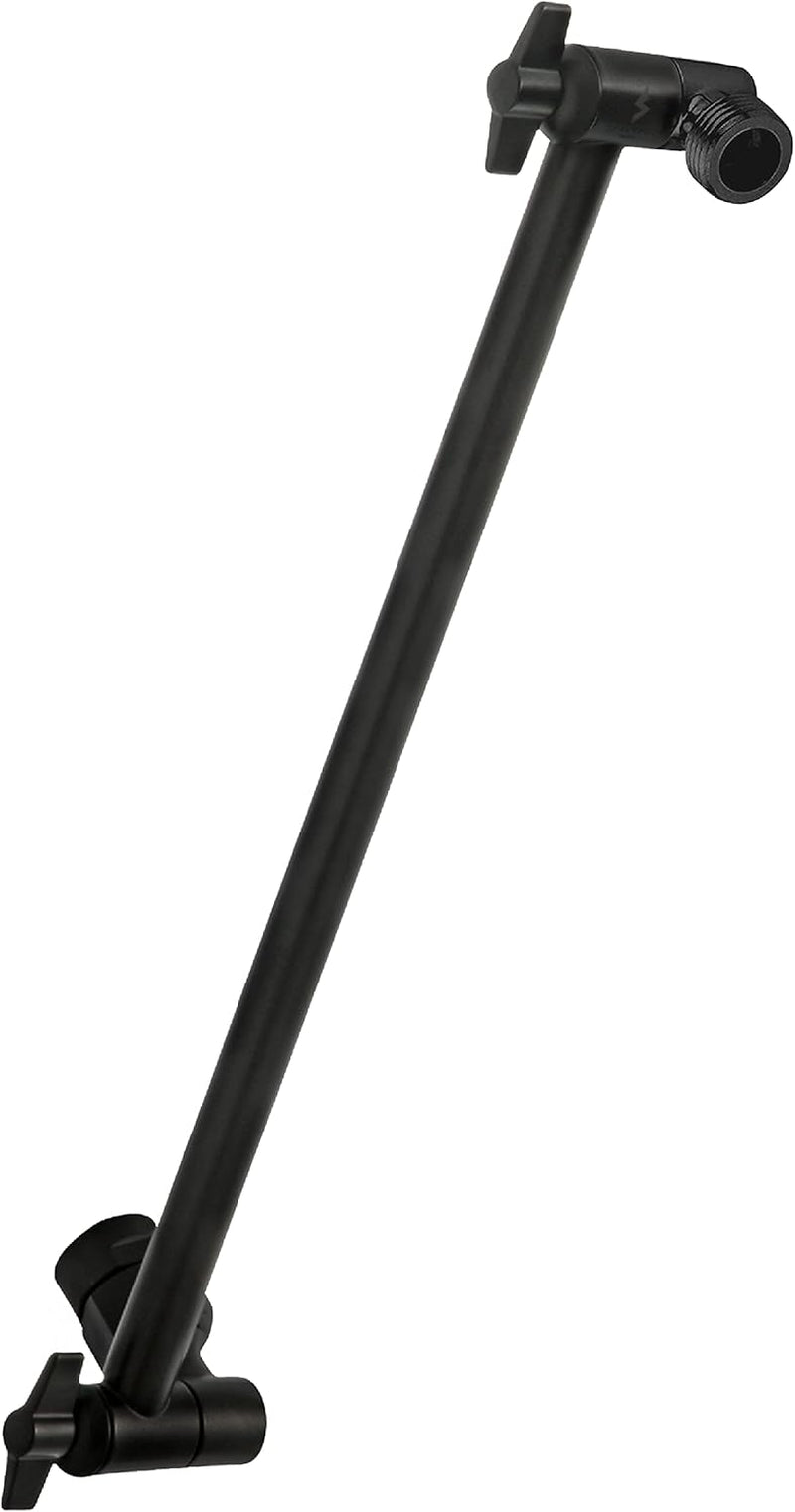 11" Solid Brass Shower Head Extension Arm - Flexible Height & Angle Adjustable Shower Arm Extension for Rain Showerheads with Sturdy Lock - Universal Pipe Connection (Luxury Polished Chrome)