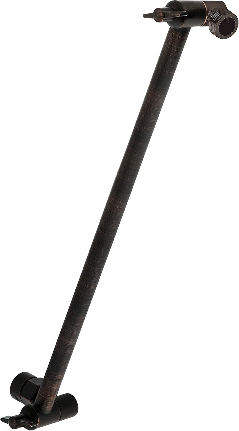 11" Solid Brass Shower Head Extension Arm - Flexible Height & Angle Adjustable Shower Arm Extension for Rain Showerheads with Sturdy Lock - Universal Pipe Connection (Luxury Polished Chrome)
