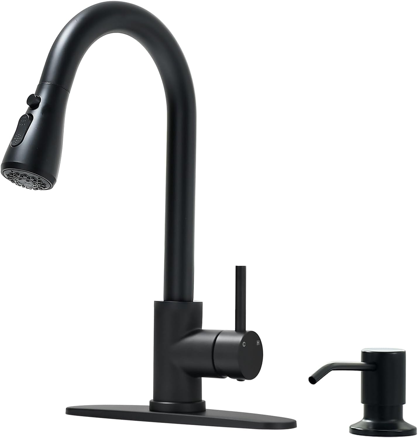 Black Kitchen Faucet with Pull down Sprayer for RV Sink, Kitchen Sink Faucet Stainless Steel Laundry Single Handle Pull Out Kitchen Faucets Matte Black, Grifo Para Fregaderos De Cocina