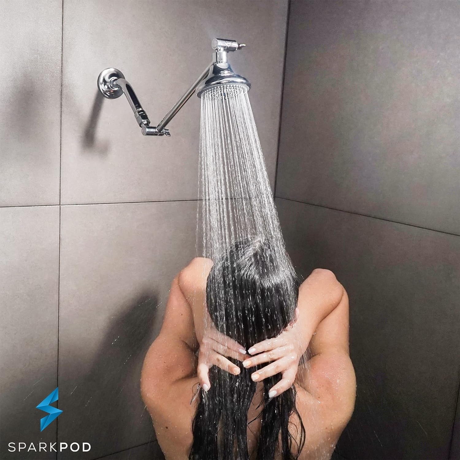 11" Solid Brass Shower Head Extension Arm - Flexible Height & Angle Adjustable Shower Arm Extension for Rain Showerheads with Sturdy Lock - Universal Pipe Connection (Luxury Polished Chrome)
