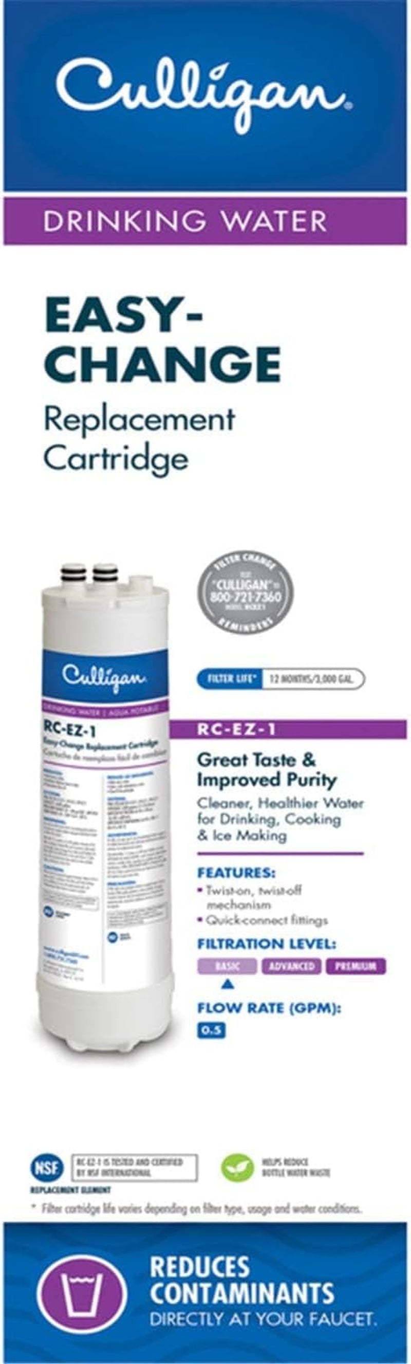 US Change Under-Sink Drinking Water System with Dedicated Faucet and Filter, EZ-1 (Good Filtration), Chrome
