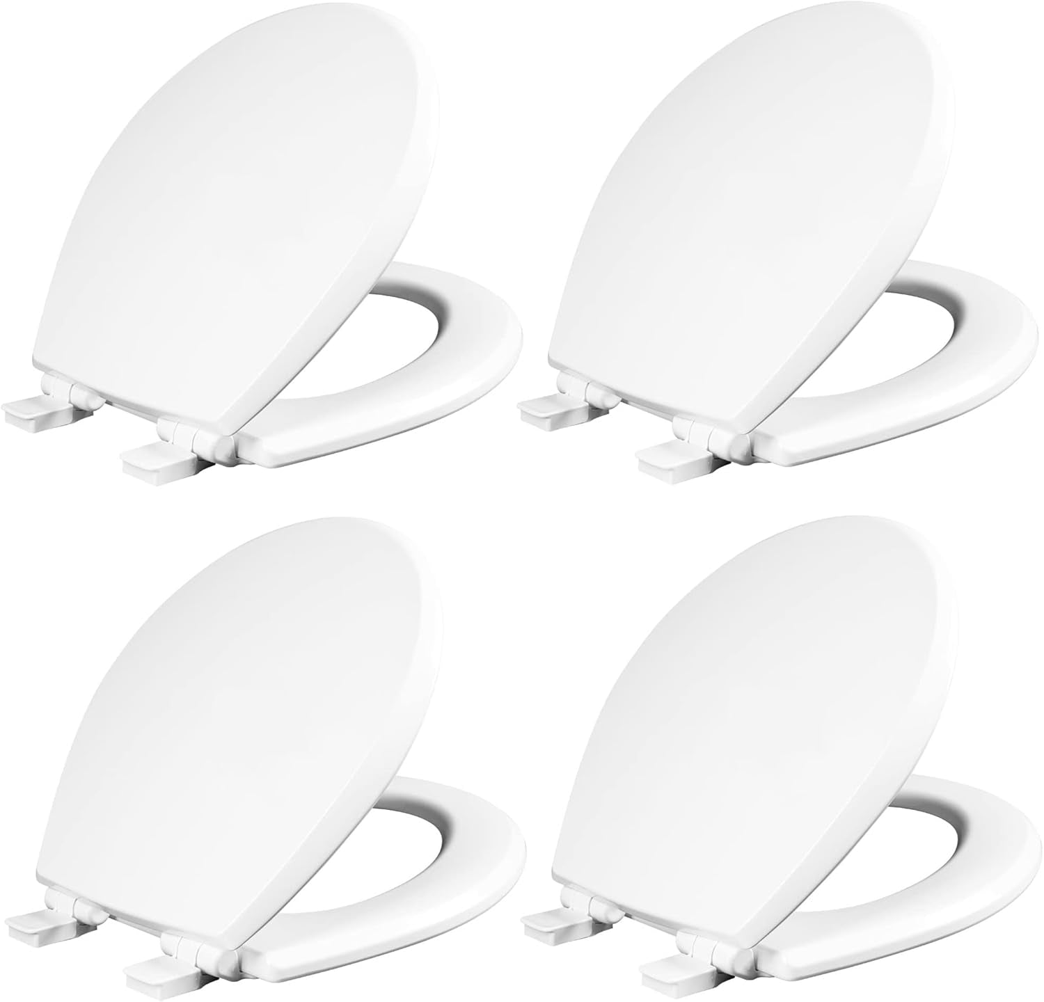 Cassel Slow Close Toilet Seat, Easy Clean, Non Slip Premium Wood Seat, Easy Install, Made in USA, Round, White