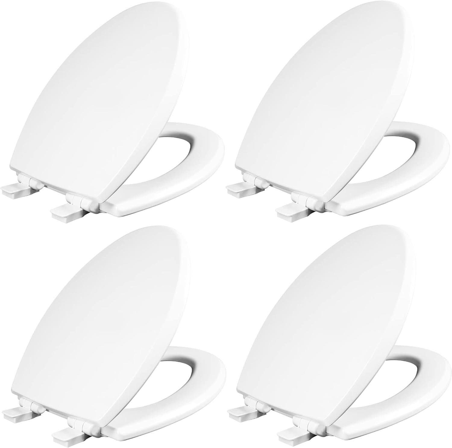 Cassel Slow Close Toilet Seat, Easy Clean, Non Slip Premium Wood Seat, Easy Install, Made in USA, Round, White