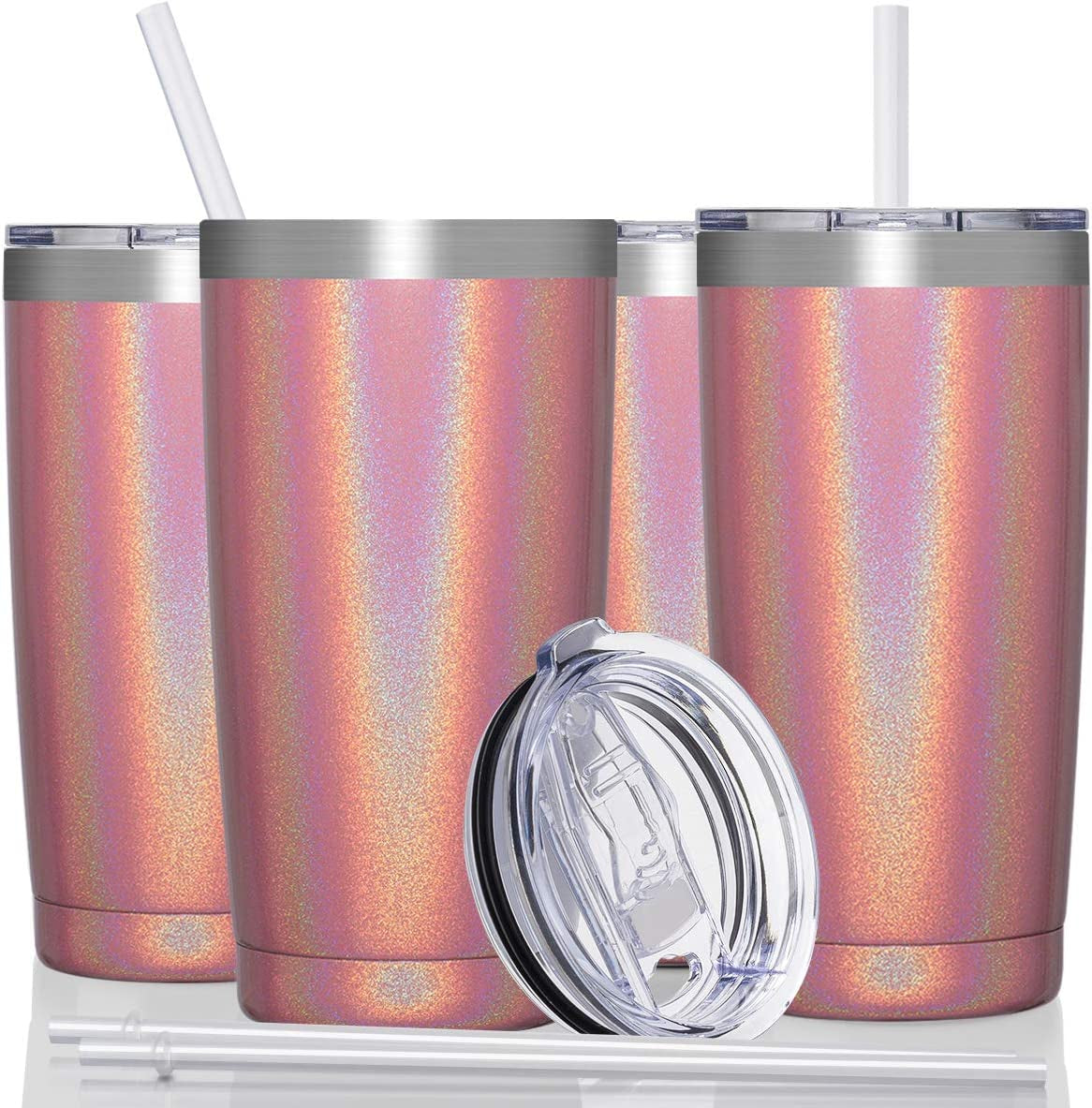 20Oz Tumbler with Lid and Straw, Stainless Steel Vacuum Insulated Water Coffee Tumbler Cup, Double Wall Powder Coated Spill-Proof Travel Mug Thermal Cup for Home Outdoor (Navy Blue, 1 Pack)