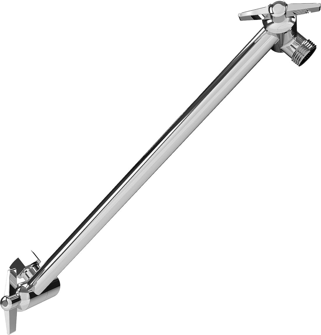 11&quot; Solid Brass Shower Head Extension Arm - Flexible Height &amp; Angle Adjustable Shower Arm Extension for Rain Showerheads with Sturdy Lock - Universal Pipe Connection (Luxury Polished Chrome)