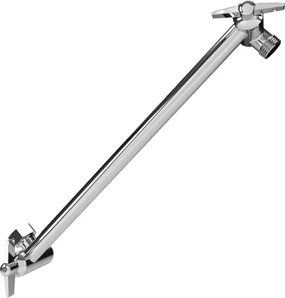 11&quot; Solid Brass Shower Head Extension Arm - Flexible Height &amp; Angle Adjustable Shower Arm Extension for Rain Showerheads with Sturdy Lock - Universal Pipe Connection (Luxury Polished Chrome)