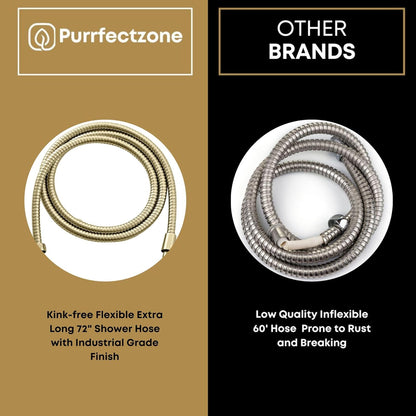Universal 72&quot; Extra Long Shower Replacement Hose, Leak Proof Stainless Steel Shower Hose, Kink-Free Anti-Twisting Design, Brushed Gold