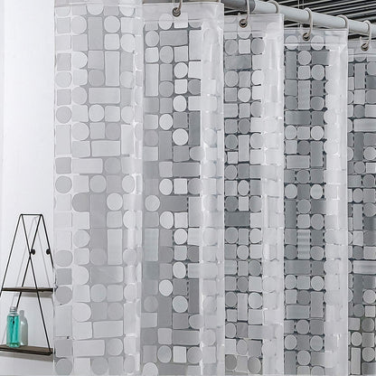 Shower Curtain Liner 8G EVA with 3 Magnets, Waterproof Clear Shower Curtains with 3D Water Cube Design, Heavy Duty Plastic Bathroom Shower Liner for Shower Stall, Bathtubs, 72 X 72,12 Hooks