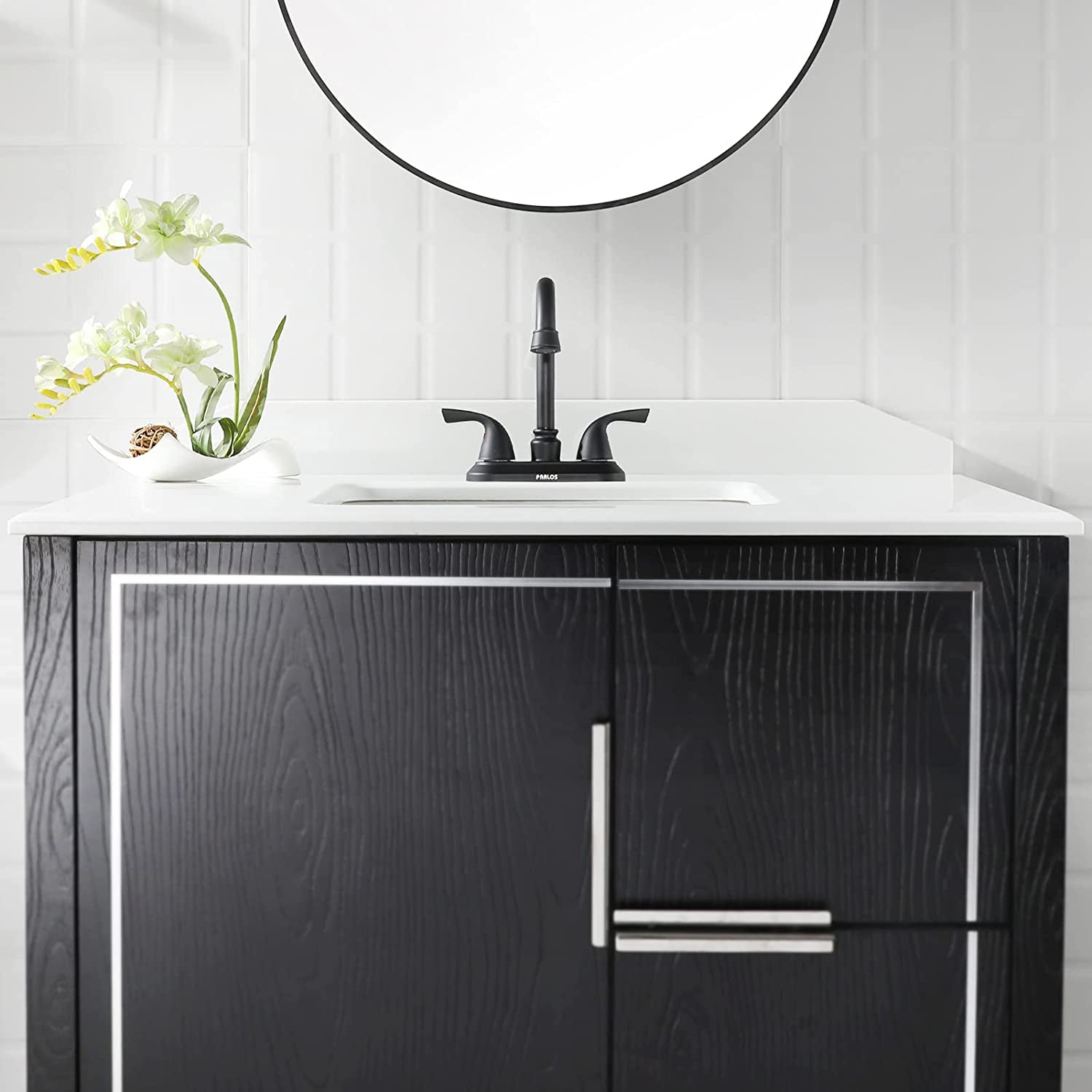 2-Handle Bathroom Faucet with Metal Drain Assembly &amp; Supply Lines NSF Cupc Certified, Matte Black, 1359104