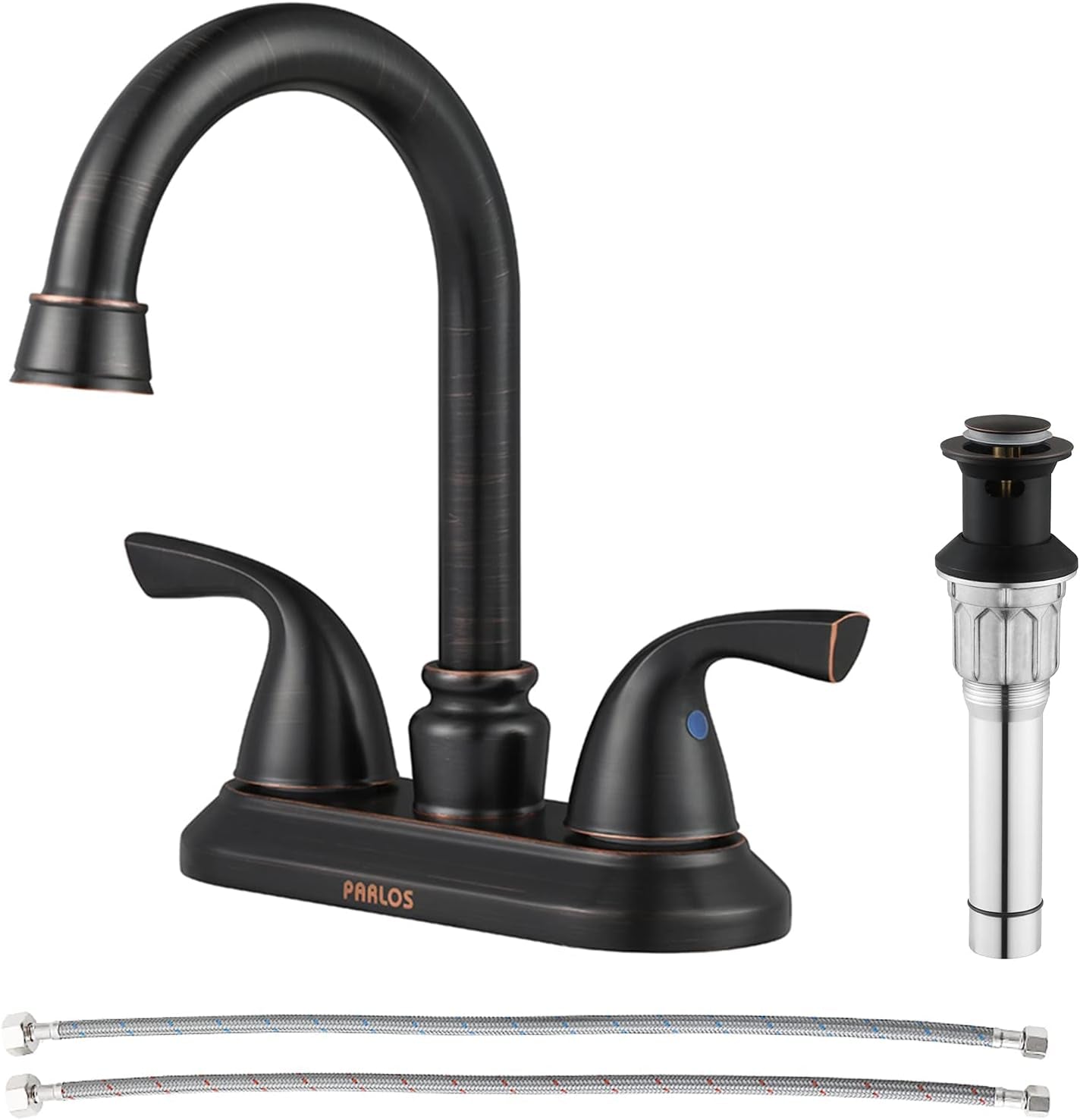 2-Handle Bathroom Faucet with Metal Drain Assembly &amp; Supply Lines NSF Cupc Certified, Matte Black, 1359104
