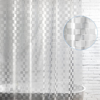 Shower Curtain Liner 8G EVA with 3 Magnets, Waterproof Clear Shower Curtains with 3D Water Cube Design, Heavy Duty Plastic Bathroom Shower Liner for Shower Stall, Bathtubs, 72 X 72,12 Hooks