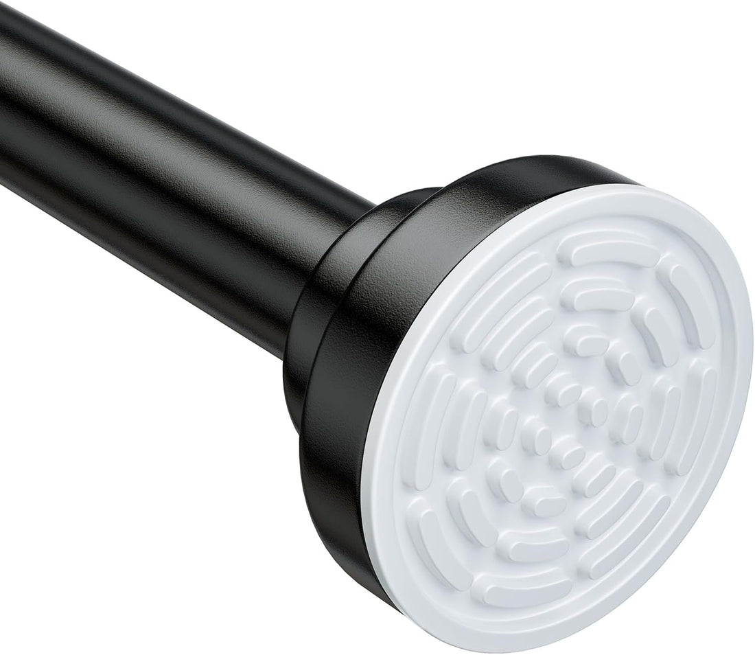 Shower Curtain Rod Tension - 26-76 Inch Never Rust Non-Slip Spring Tension Curtain Rod No Drilling Stainless Steel Curtain Rod Use Bathroom Kitchen（Black）