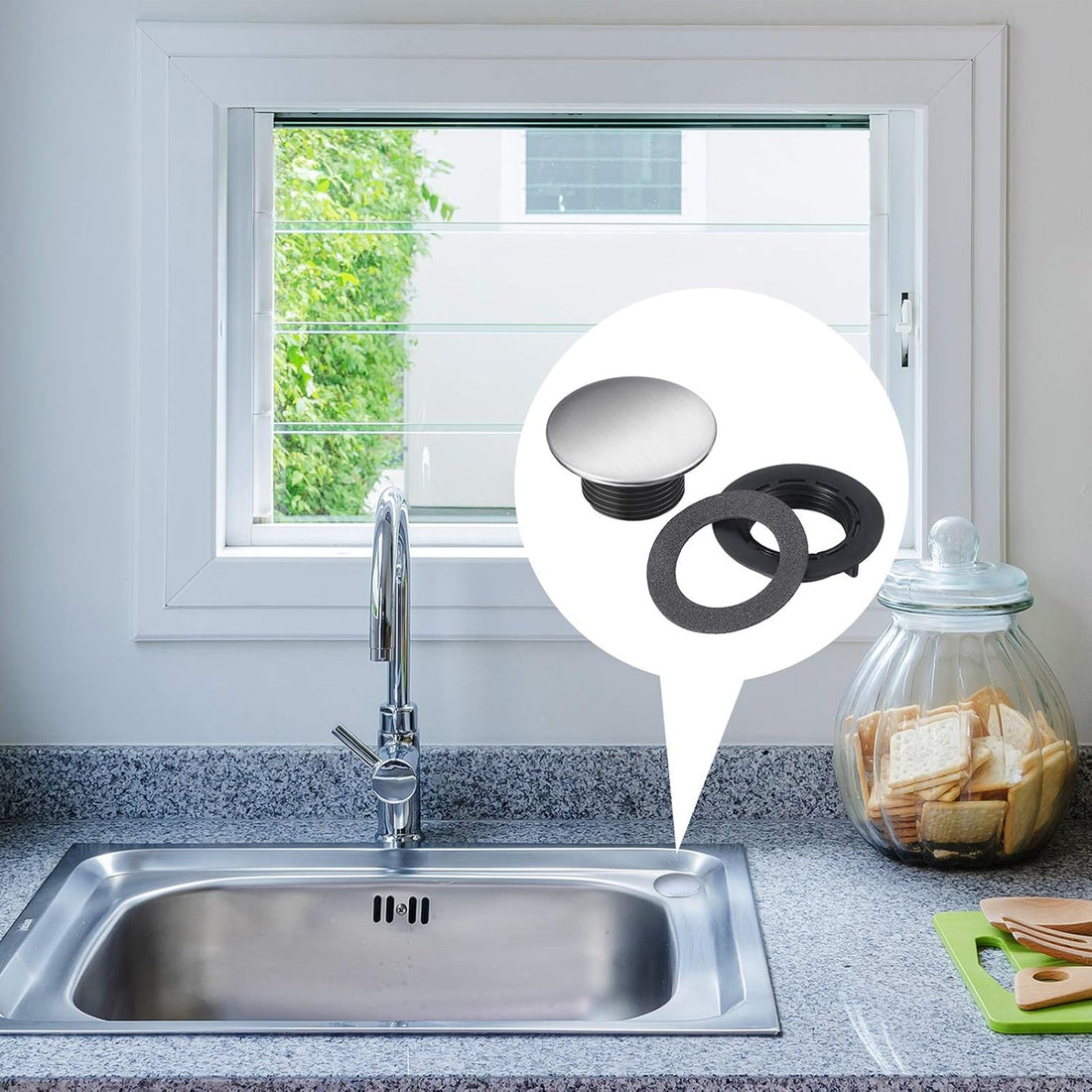 Sink Tap Hole Cover Kitchen Faucet Hole Cover Stainless Steel (6 Pieces,0.55 Inch in Height)