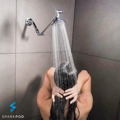 11&quot; Solid Brass Shower Head Extension Arm - Flexible Height &amp; Angle Adjustable Shower Arm Extension for Rain Showerheads with Sturdy Lock - Universal Pipe Connection (Luxury Polished Chrome)