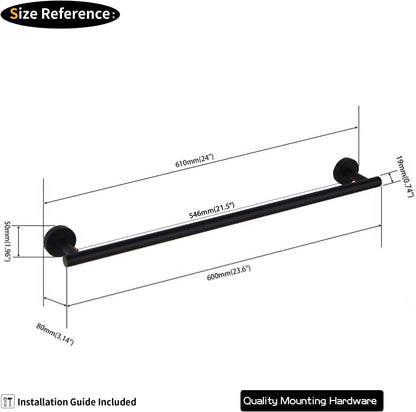 Bathroom Towel Bar 24&quot; Stainless Steel Towel Bar Matte Black Contemporary Style Wall Mount for Bath Kitchen AG1101C60-BK