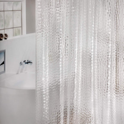 Shower Curtain Liner 8G EVA with 3 Magnets, Waterproof Clear Shower Curtains with 3D Water Cube Design, Heavy Duty Plastic Bathroom Shower Liner for Shower Stall, Bathtubs, 72 X 72,12 Hooks