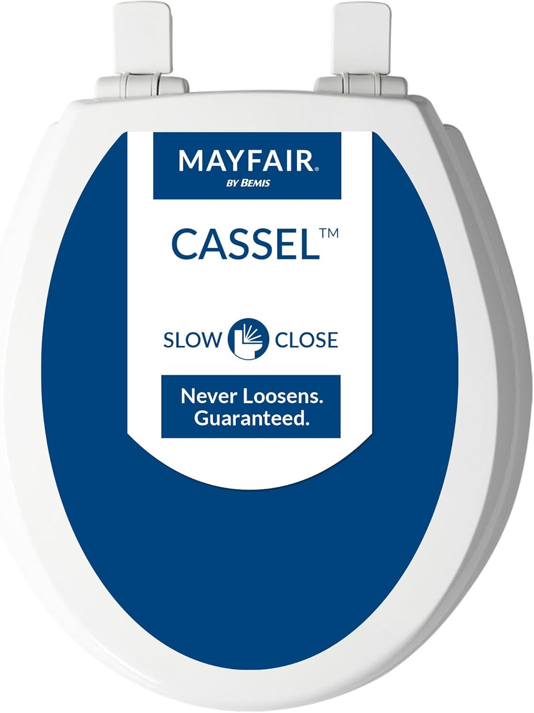 Cassel Slow Close Toilet Seat, Easy Clean, Non Slip Premium Wood Seat, Easy Install, Made in USA, Round, White