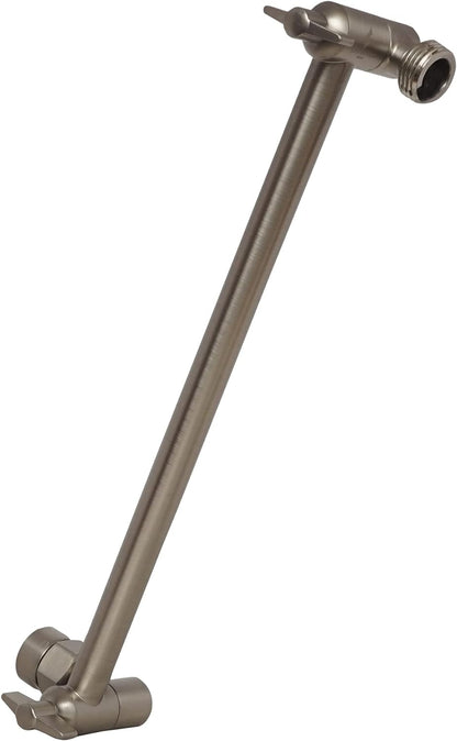 11&quot; Solid Brass Shower Head Extension Arm - Flexible Height &amp; Angle Adjustable Shower Arm Extension for Rain Showerheads with Sturdy Lock - Universal Pipe Connection (Luxury Polished Chrome)