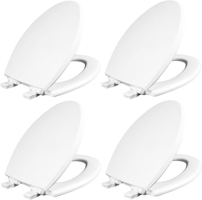 Cassel Slow Close Toilet Seat, Easy Clean, Non Slip Premium Wood Seat, Easy Install, Made in USA, Round, White