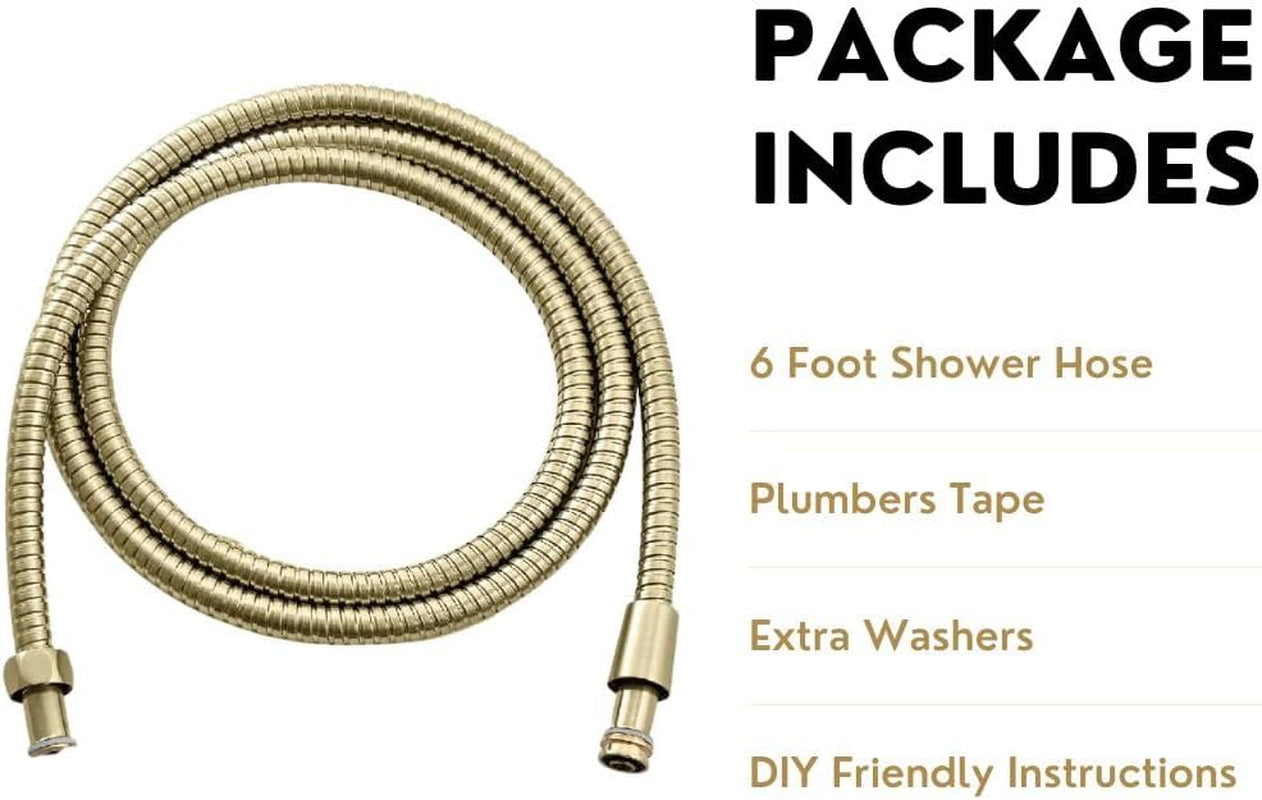 Universal 72&quot; Extra Long Shower Replacement Hose, Leak Proof Stainless Steel Shower Hose, Kink-Free Anti-Twisting Design, Brushed Gold