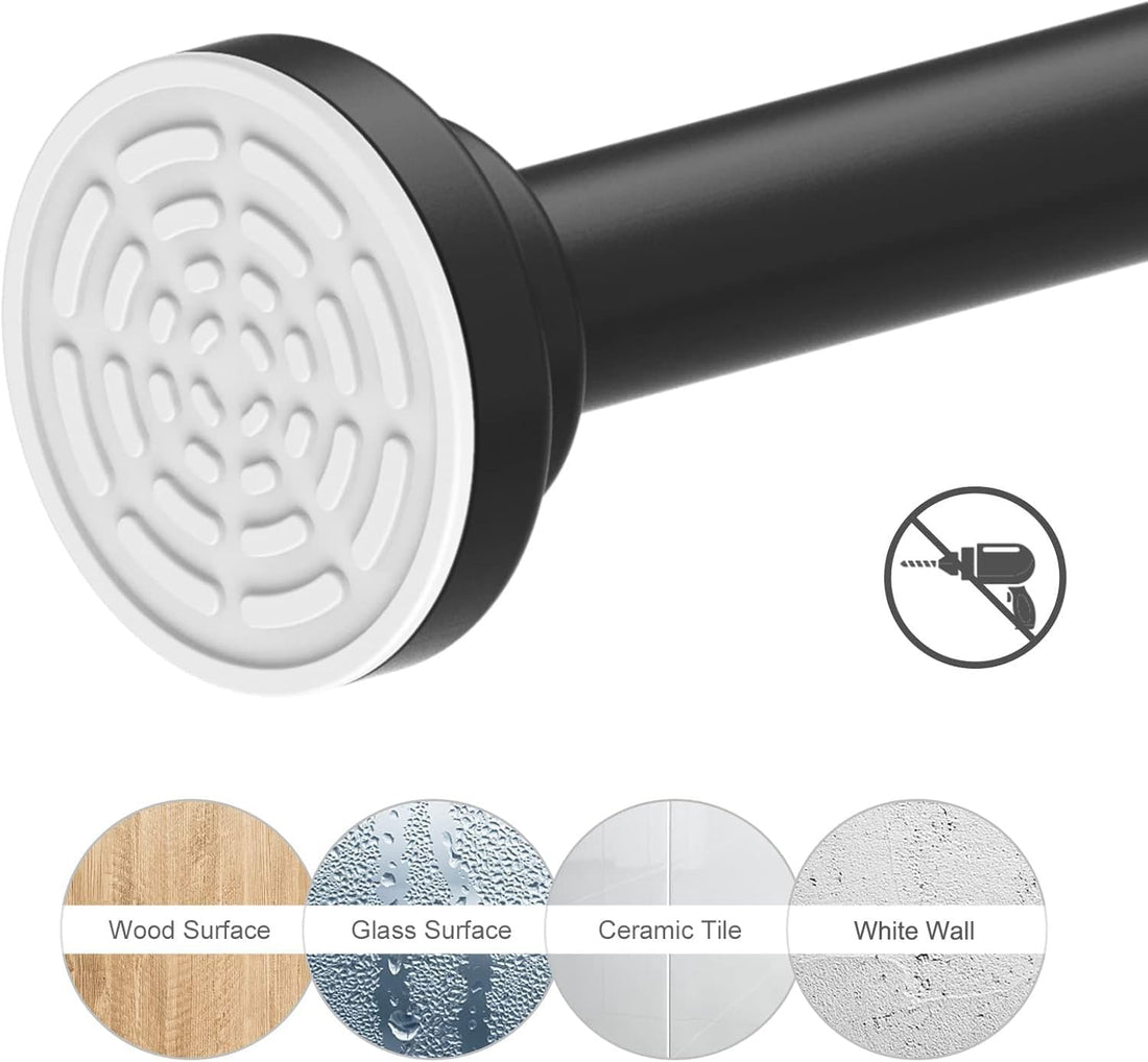 Shower Curtain Rod Tension - 26-76 Inch Never Rust Non-Slip Spring Tension Curtain Rod No Drilling Stainless Steel Curtain Rod Use Bathroom Kitchen（Black）