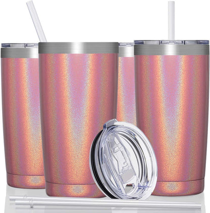 20Oz Tumbler with Lid and Straw, Stainless Steel Vacuum Insulated Water Coffee Tumbler Cup, Double Wall Powder Coated Spill-Proof Travel Mug Thermal Cup for Home Outdoor (Navy Blue, 1 Pack)