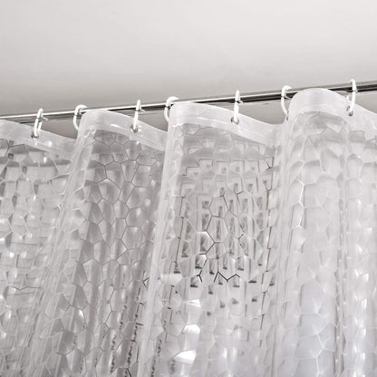 Shower Curtain Liner 8G EVA with 3 Magnets, Waterproof Clear Shower Curtains with 3D Water Cube Design, Heavy Duty Plastic Bathroom Shower Liner for Shower Stall, Bathtubs, 72 X 72,12 Hooks