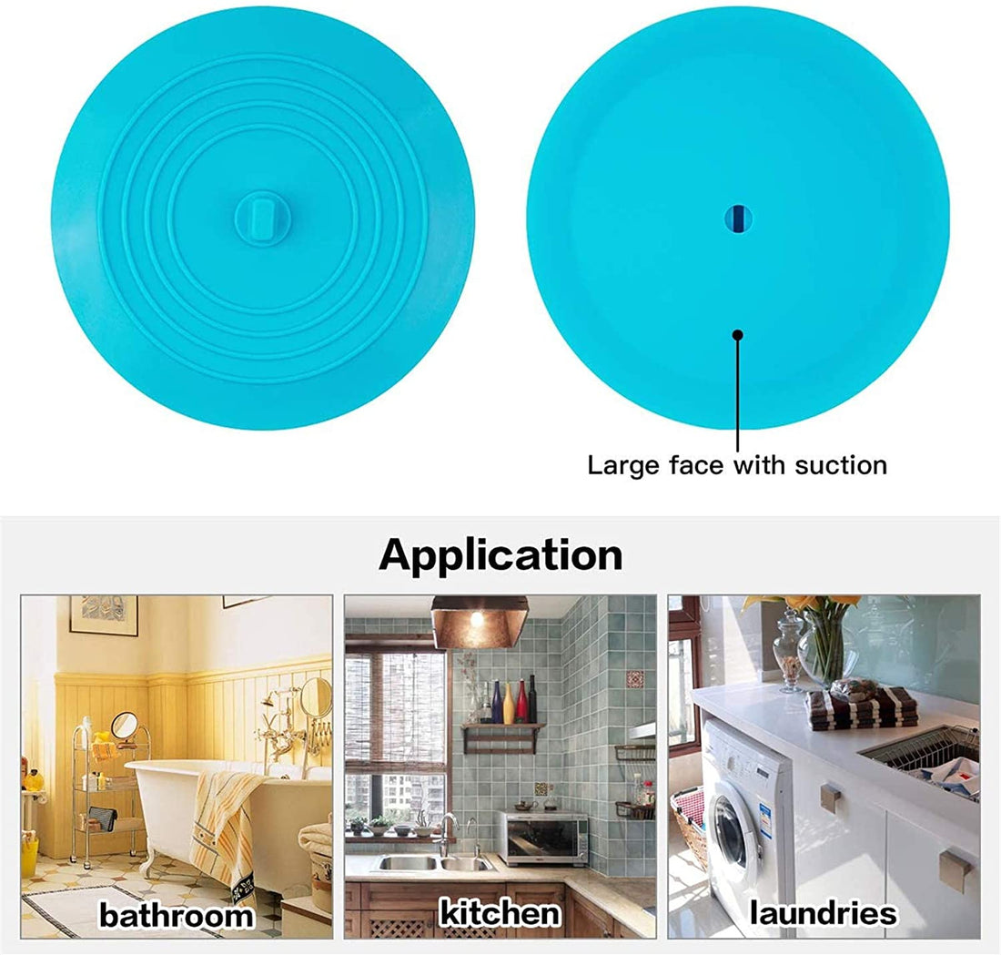 2 Pack 6” Bathtub Tub Drain Cover Stopper, Large Silicone Suction Bathroom Drain Plug Hair Stopper, Bathroom Accessories for Kitchen and Laundry