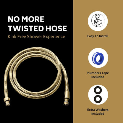 Universal 72&quot; Extra Long Shower Replacement Hose, Leak Proof Stainless Steel Shower Hose, Kink-Free Anti-Twisting Design, Brushed Gold